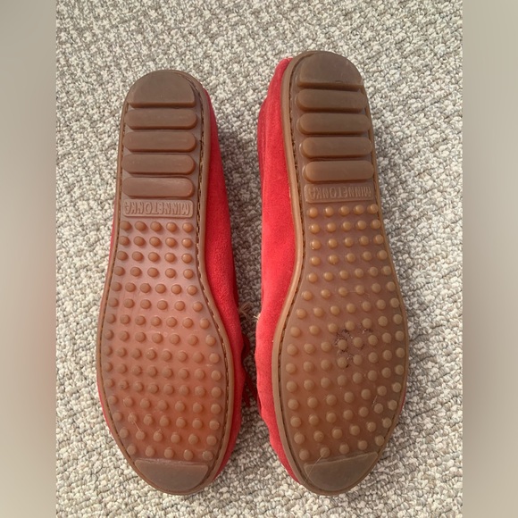 Minnetonka Red Leather Moccasins - Picture 3 of 4